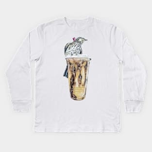 Wood Thrush Iced Coffee Kids Long Sleeve T-Shirt